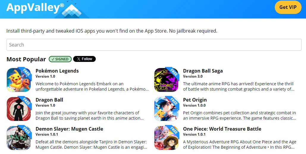 Appvalley - alternative store ios