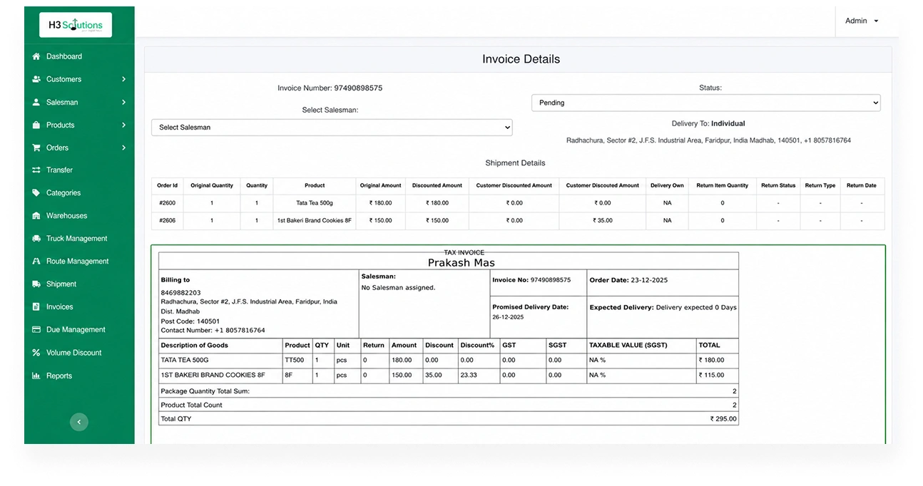 Invoice details
